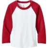 Custom BELLA+CANVAS Womens Micro Rib 3/4 Raglan Baby Tee White/Red