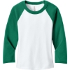 Custom BELLA+CANVAS Womens Micro Rib 3/4 Raglan Baby Tee White/Kelly Green
