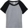 Custom BELLA+CANVAS Womens Micro Rib Raglan Baby Tee Athletic Heather Gray/Black