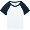 Custom BELLA+CANVAS Womens Micro Rib Raglan Baby Tee White/Navy Blue