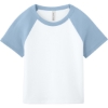 Custom BELLA+CANVAS Womens Micro Rib Raglan Baby Tee White/Baby Blue