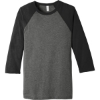 Custom BELLA+CANVAS Unisex 3/4-Sleeve Baseball Tee. Grey/CharBk TB