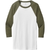 Custom BELLA+CANVAS Unisex 3/4-Sleeve Baseball Tee. White/Ht Olive