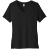 Custom BELLA+CANVAS Womens Relaxed Jersey Short Sleeve V-Neck Tee. Black