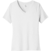 Custom BELLA+CANVAS Womens Relaxed Jersey Short Sleeve V-Neck Tee. White