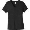 Custom BELLA+CANVAS Womens Relaxed Heather CVC V-Neck Tee Black Heather