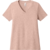 Custom BELLA+CANVAS Womens Relaxed Heather CVC V-Neck Tee Heather Peach Pink