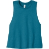 Custom BELLA+CANVAS Womens Racerback Cropped Tank. Heather Deep Teal Blue