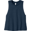 Custom BELLA+CANVAS Womens Racerback Cropped Tank. Heather Navy Blue