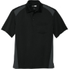 Custom CornerStone Select Snag-Proof Two Way Colorblock Pocket Polo. Black/Charcoal Gray