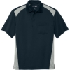 Custom CornerStone Select Snag-Proof Two Way Colorblock Pocket Polo. Dark Navy Blue/Light Gray