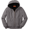 Custom CornerStone Washed Duck Cloth Insulated Hooded Work Jacket. Metal Grey