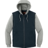 Custom CornerStone Duck Fleece Full-Zip Hooded Jacket Navy Blue/Heather Gray