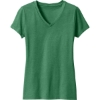 Custom District Womens Perfect Blend CVC V-Neck Tee. Heathered Kelly Green