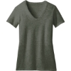 Custom District Womens Perfect Blend CVC V-Neck Tee. Heathered Olive Green