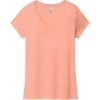 Custom District Womens Perfect Tri V-Neck Tee. Heathered Dusty Peach Pink
