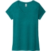 Custom District Womens Perfect Tri V-Neck Tee. Heathered Teal Blue
