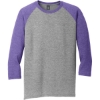 Custom District Perfect Tri 3/4-Sleeve Raglan. Purple Frost/Gray Frost