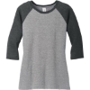 Custom District Womens Perfect Tri 3/4-Sleeve Raglan. Black Frost/Gray Frost