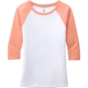 Custom District Womens Perfect Tri 3/4-Sleeve Raglan. He Dsty Pch/Wh