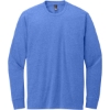 Custom District Perfect Blend CVC Long Sleeve Tee Heathered Royal Blue