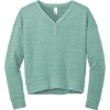 Custom District Womens Perfect Tri Fleece V-Neck Sweatshirt Heathered Eucalyptus Blue