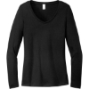 Custom District Womens Perfect Tri Long Sleeve V-Neck Tee Black