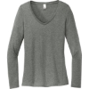 Custom District Womens Perfect Tri Long Sleeve V-Neck Tee Heathered Charcoal Gray