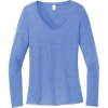 Custom District Womens Perfect Tri Long Sleeve V-Neck Tee Maritime Frost Blue