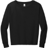 Custom District Womens Featherweight French Terry Long Sleeve Crewneck Black