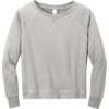 Custom District Womens Featherweight French Terry Long Sleeve Crewneck Light Heather Gray