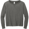 Custom District Womens Featherweight French Terry Long Sleeve Crewneck Washed Coal Gray