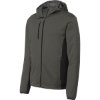 Custom Port Authority Active Hooded Soft Shell Jacket. Grey Stl/Dp Bk