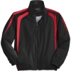 Custom Sport-Tek Colorblock Raglan Jacket. Black/True Red