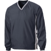 Custom Sport-Tek Tipped V-Neck Raglan Wind Shirt. Graphite Gray/White