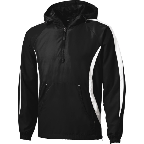 Custom Sport-Tek Colorblock Raglan Anorak. Black/White