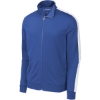 Custom Sport-Tek Tricot Sleeve Stripe Track Jacket. True Royal Blue/White