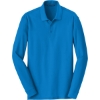 Custom Port Authority Long Sleeve Core Classic Pique Polo. Coastal Blue
