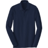 Custom Port Authority Long Sleeve Core Classic Pique Polo. River Blue Navy