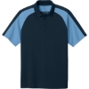 Custom Port Authority Wearever Performance Pique Colorblock Polo River Blue Navy/Carolina Blue