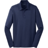 Custom Port Authority Silk Touch Performance Long Sleeve Polo. Navy Blue