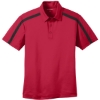 Custom Port Authority Silk Touch Performance Colorblock Stripe Polo. Red/Black