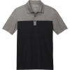 Custom Port Authority Fine Pique Blend Blocked Polo Deep Black/Charcoal Heather Gray