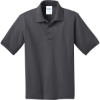 Custom Port & Co Youth Core Blend Jersey Knit Polo. Charcoal Gray