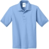 Custom Port & Co Youth Core Blend Jersey Knit Polo. Light Blue