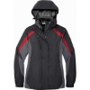 Custom Port Authority Womens Colorblock 3-in-1 Jacket. Black/Magnet Gray/Signal Red