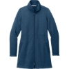 Custom Port Authority Womens Arc Sweater Fleece Long Jacket Insignia Blue Heather