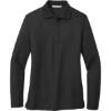 Custom Port Authority Womens Silk Touch Long Sleeve Polo. Black