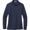 Custom Port Authority Womens Silk Touch Long Sleeve Polo. Navy Blue