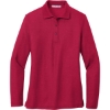 Custom Port Authority Womens Silk Touch Long Sleeve Polo. Red